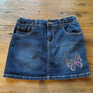 3/20$ Girls Denim Skirt with Butterfly Design & Built-In Shorts size 14